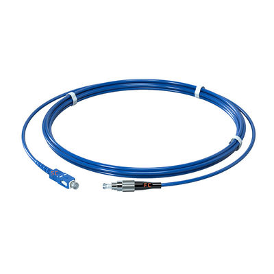 خرید FC UPC Connector Blue Single Mode Simplex FTTH Drop Cable Communication Armored Fiber Optic Patch Cord ساخت آنلاین