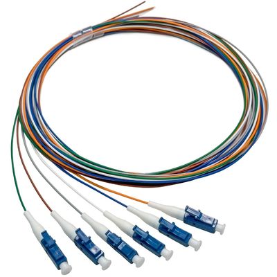 خرید FTTN HXCOWO 6 بسته توزیع فیبر نوری Pigtail LC/UPC SM 9/125 Fanout 0.9mm فیبر نوری Pigtail تولید آنلاین