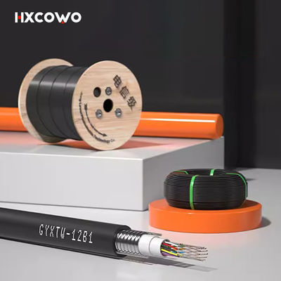 خرید High Speed HXCOWO Aerial Single Mode GYXTW Outdoor 12Core G652D Tube HDPE Jacket Armoured Fiber Optical Cable ساخت آنلاین