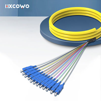 خرید HXCOWO SC Fanout SM 12 Core Fiber Optic Bundle Pigtail PVC LSZH Wavelength 850nm/1310nm/1550nm ساخت آنلاین