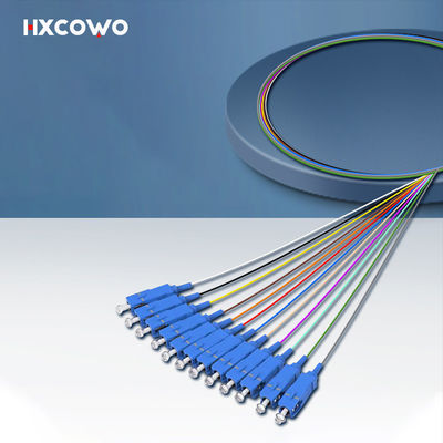 خرید دسته 12 هسته ای HXCOWO SC Pigtail G657A1 A2 1 متری با طول سفارشی فیبر نوری Pigtail تولید آنلاین