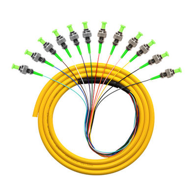 خرید PVC LSZH HXCOWO ST APC Connector SM MM 12 Core 1M Or Customized Length Fiber Optic Pigtail ساخت آنلاین