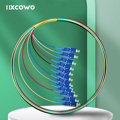 خرید FTTX HXCOWO 12 رنگ فیبر نوری Pigtail SC UPC Single Mode G657A 0.9mm G652D تولید آنلاین