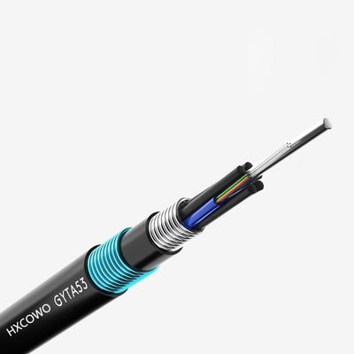 خرید HXCOWO GYTA53 48 Core G652D PE Underground Armored Fiber Optic Cable with LSOH Jacket ساخت آنلاین