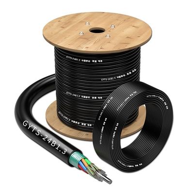 خرید Black G72B1.3 G652D 36B1.3 PE Outdoor Armored Fiber Optic Cable For Overhead Pipeline ساخت آنلاین