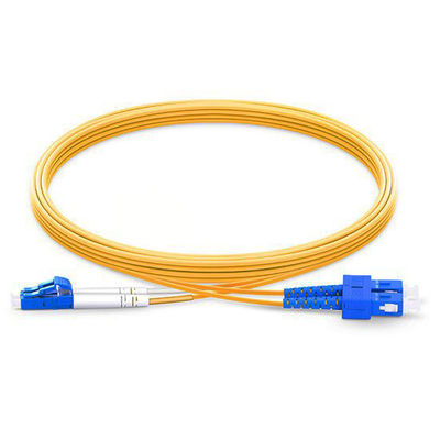 خرید 3 متر LC UPC به SC UPC Duplex 2.0mm وصله سیم فیبر نوری زرد تک حالت برای FTTX تولید آنلاین